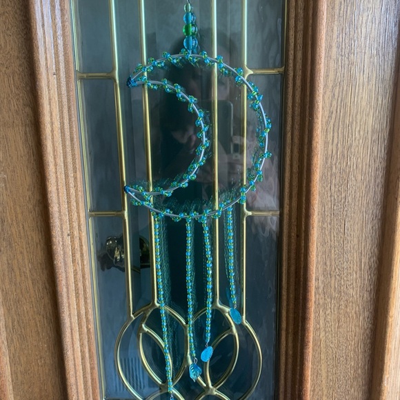 Beaded Glass Beaded Crescent Moon Wall Hanging Sun Catcher - Picture 6 of 7
